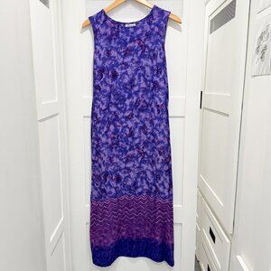 Darian Dress Midi Tie-Dye Beach Boho Bohemian Hippie Purple Floral Hand Painted